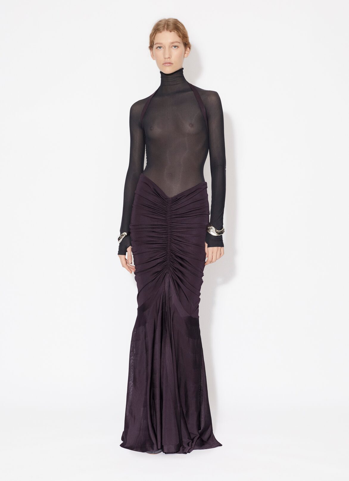 Sheer body in jersey ALAÏA BLACK SHEER BODY IN JERSEY
